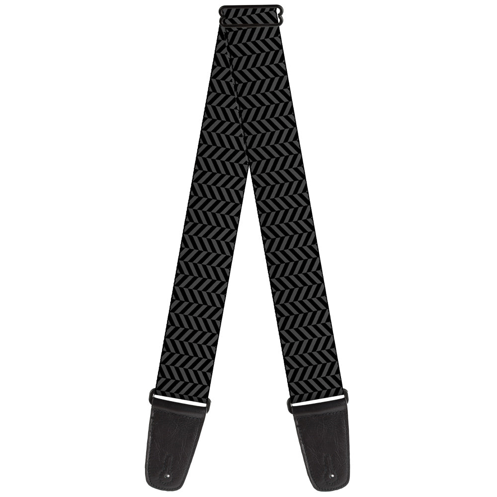 Guitar Strap - Herringbone Black Gray Guitar Straps Buckle-Down   