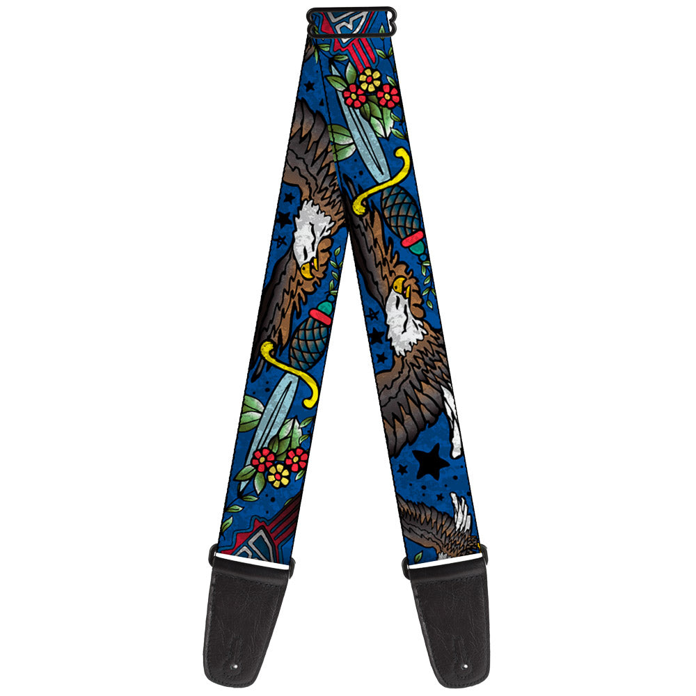 Guitar Strap - Truth and Justice CLOSE-UP Blue Guitar Straps Buckle-Down   