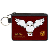 Canvas Zipper Wallet - MINI X-SMALL - HARRY POTTER Hedwig Delivery Pose DRCMC Icon Burgundy Reds Golds Canvas Zipper Wallets Harry Potter Default Title