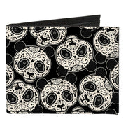 Canvas Bi-Fold Wallet - Panda Bear Sugar Skull Scattered Black White Canvas Bi-Fold Wallets Buckle-Down   