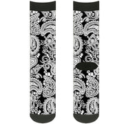 Sock Pair - Polyester - Bandana Skulls Black White - CREW Socks Buckle-Down   
