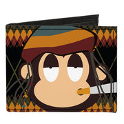 Canvas Bi-Fold Wallet - Multi Smoking Monkey Argyle Brown Canvas Bi-Fold Wallets Buckle-Down   
