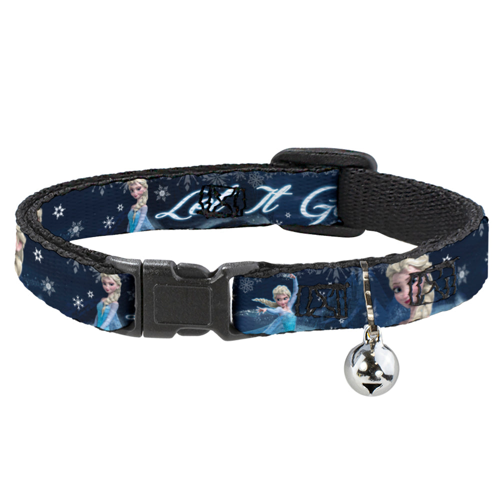 Cat Collar Breakaway - Elsa Poses Snowflakes LET IT GO Blues White Breakaway Cat Collars Disney   