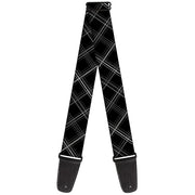 Guitar Strap - Plaid X Black Gray Guitar Straps Buckle-Down   