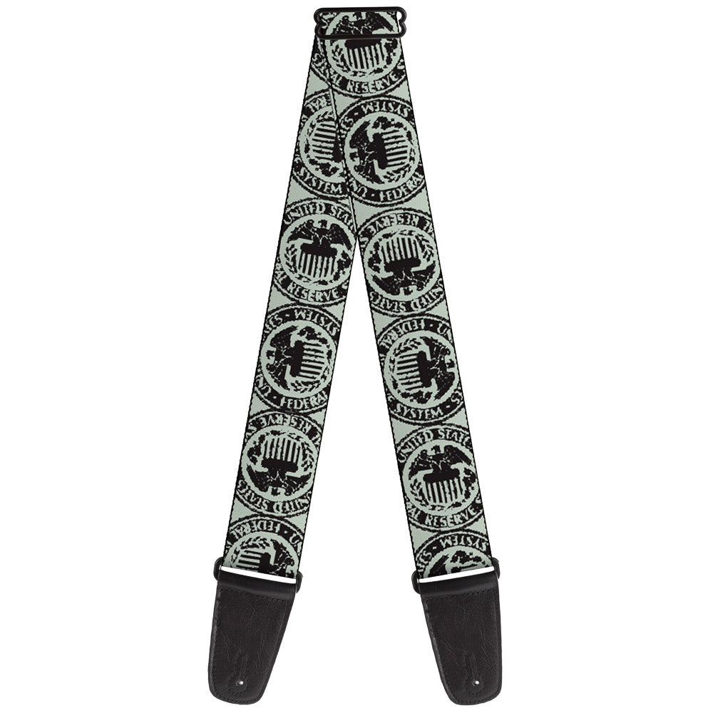 Guitar Strap - Americana Federal Reserve Seal Weathered Gray Black Guitar Straps Buckle-Down   