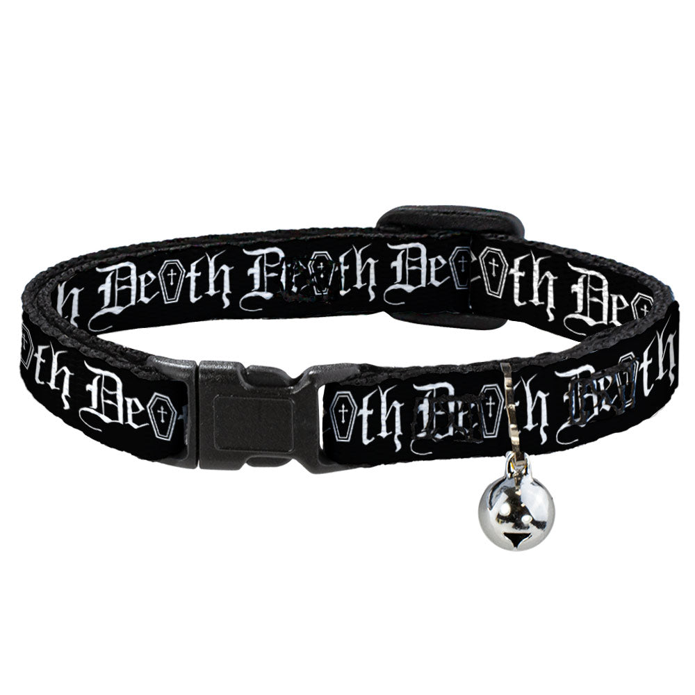 Cat Collar Breakaway - DEATH w Coffin Old English Black White Breakaway Cat Collars Buckle-Down   