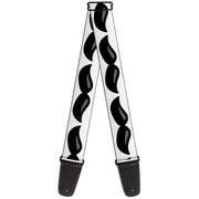 Guitar Strap - Plastic Mustache White Black Guitar Straps Buckle-Down   