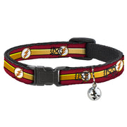 Cat Collar Breakaway - The Flash Logo Stripe Burgundy Gold Breakaway Cat Collars DC Comics   