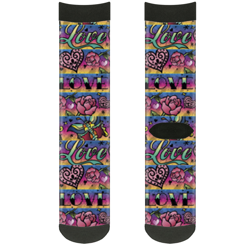 Sock Pair - Polyester - Love Love Purple - CREW Socks Buckle-Down   