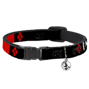 Cat Collar Breakaway - HARLEY QUINN Diamonds Black Red White Breakaway Cat Collars DC Comics   