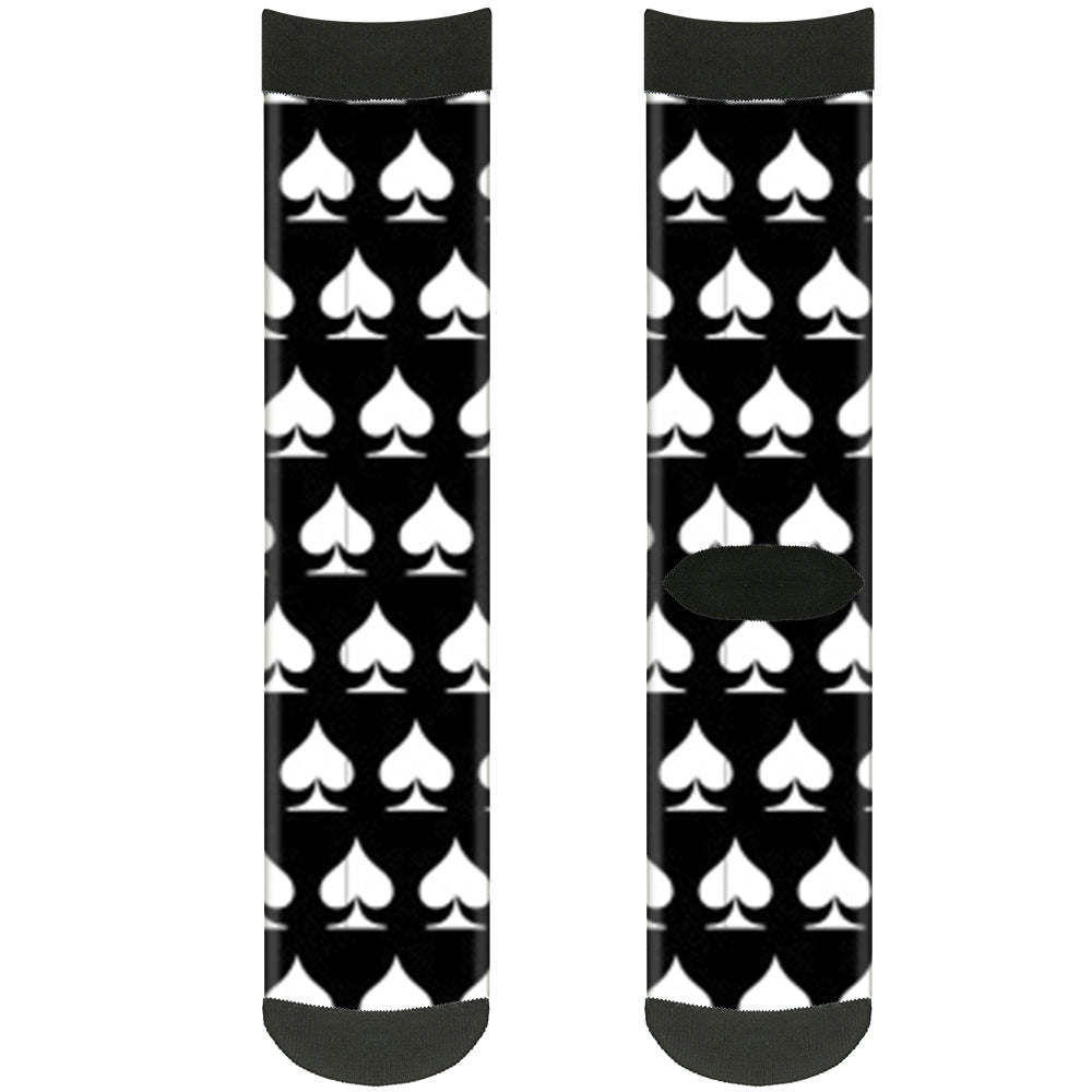 Sock Pair - Polyester - Spade Black White - CREW Socks Buckle-Down   