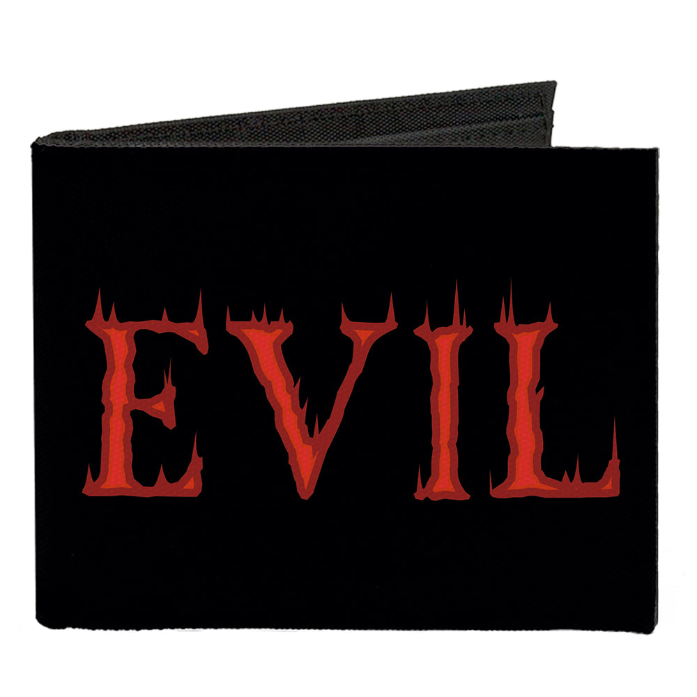 Canvas Bi-Fold Wallet - Evil Flaming Black Red Canvas Bi-Fold Wallets Buckle-Down   