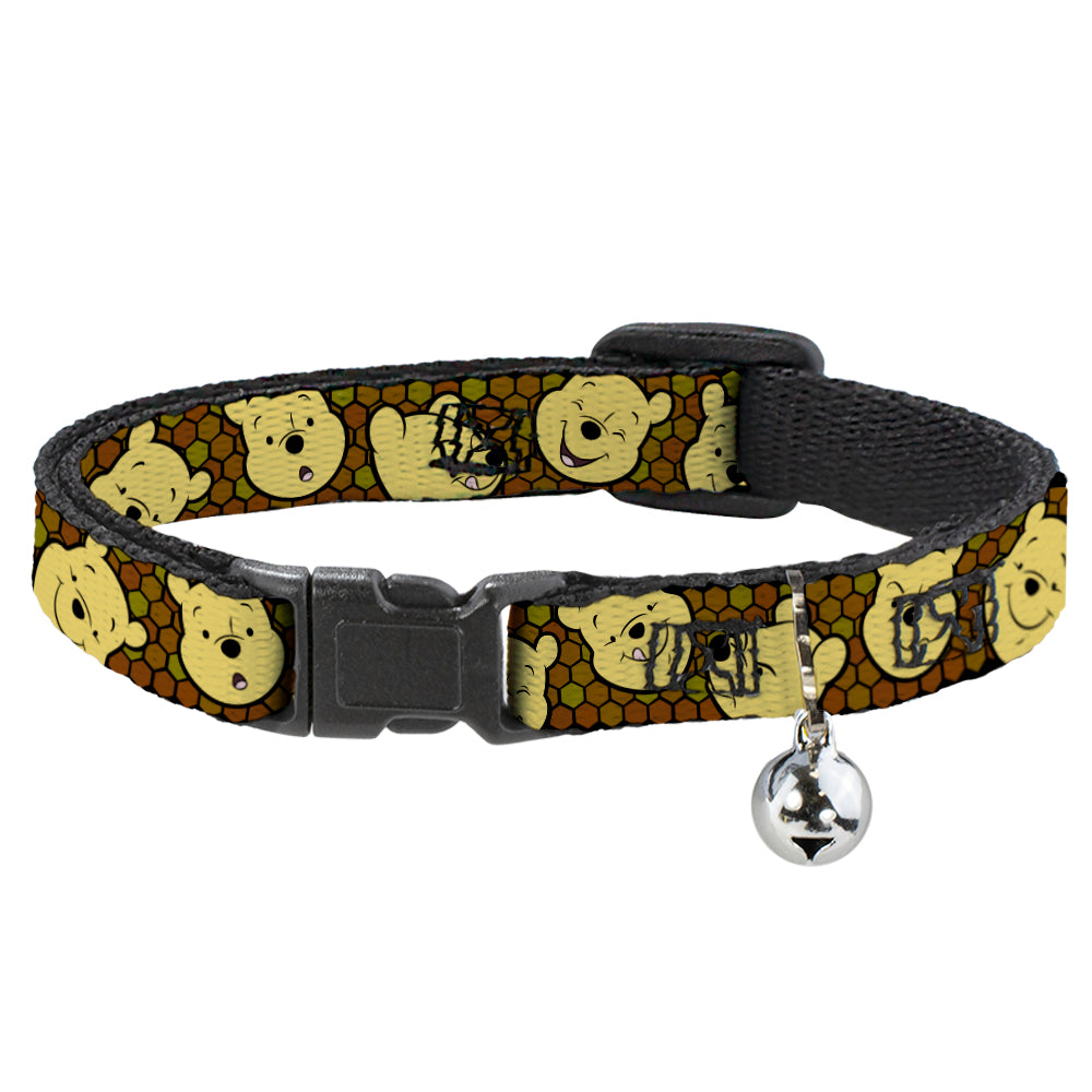 Cat Collar Breakaway - Winnie the Pooh Expressions Honeycomb Black Browns Breakaway Cat Collars Disney   