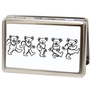 Business Card Holder - LARGE - Dancing Bears FCWood Natural Multi Color Metal ID Cases Grateful Dead   