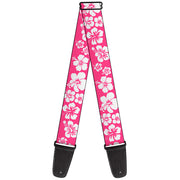 Guitar Strap - Hibiscus Neon Pink White Guitar Straps Buckle-Down   