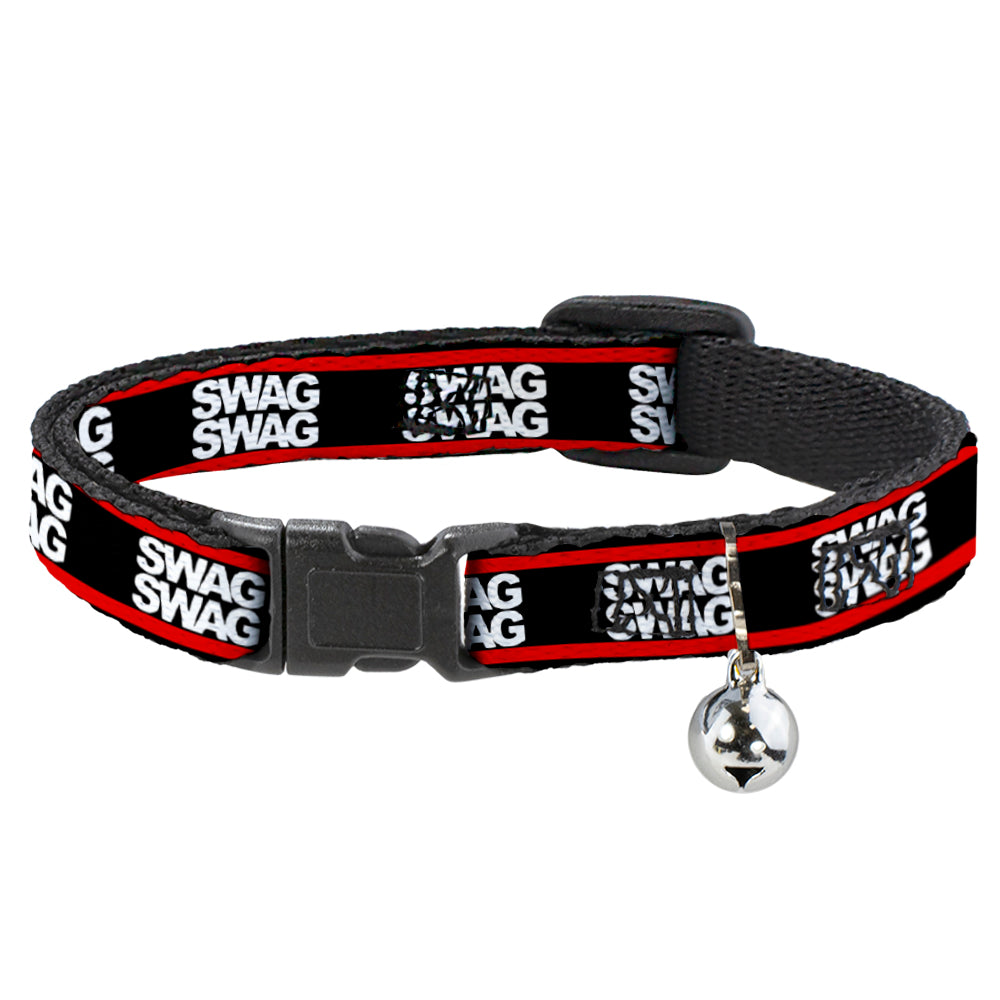 Cat Collar Breakaway - Double SWAG Black White Red Stripe Breakaway Cat Collars Buckle-Down   