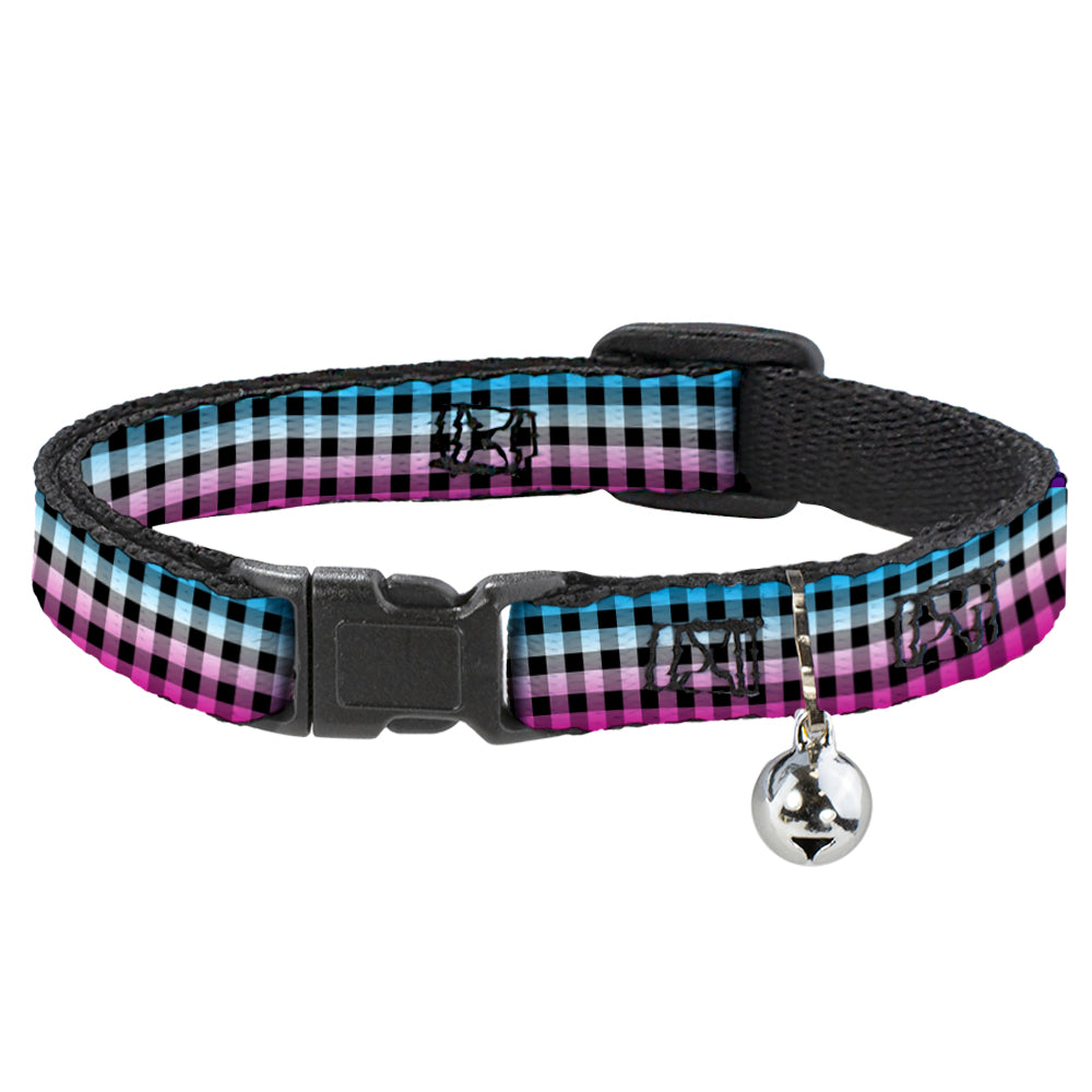 Cat Collar Breakaway - Buffalo Plaid Turquoise Fuchsia Fade Breakaway Cat Collars Buckle-Down   