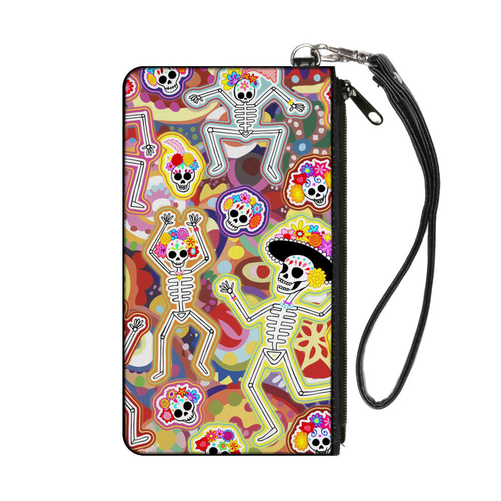 Canvas Zipper Wallet - SMALL - Dancing Catrinas Collage Multi Color Canvas Zipper Wallets Thaneeya McArdle   
