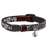 Cat Collar Breakaway - ZOMBIE KILLER w Stacked Zombies Sketch Breakaway Cat Collars Buckle-Down   