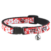 Cat Collar Breakaway - Hibiscus Light Red White Breakaway Cat Collars Buckle-Down   