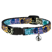 Cat Collar Breakaway with Bell - Boba Fett BOBA LIVES Graffiti Stacked Multi Color - NARROW Fits 8.5-12" Breakaway Cat Collars Star Wars   