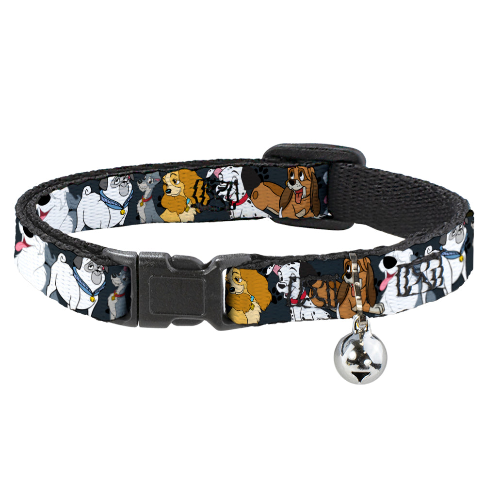 Cat Collar Breakaway - Disney Dogs 6-Dog Group Collage Paws Gray Black Breakaway Cat Collars Disney   