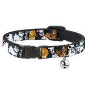 Cat Collar Breakaway - Disney Dogs 6-Dog Group Collage Paws Gray Black Breakaway Cat Collars Disney   