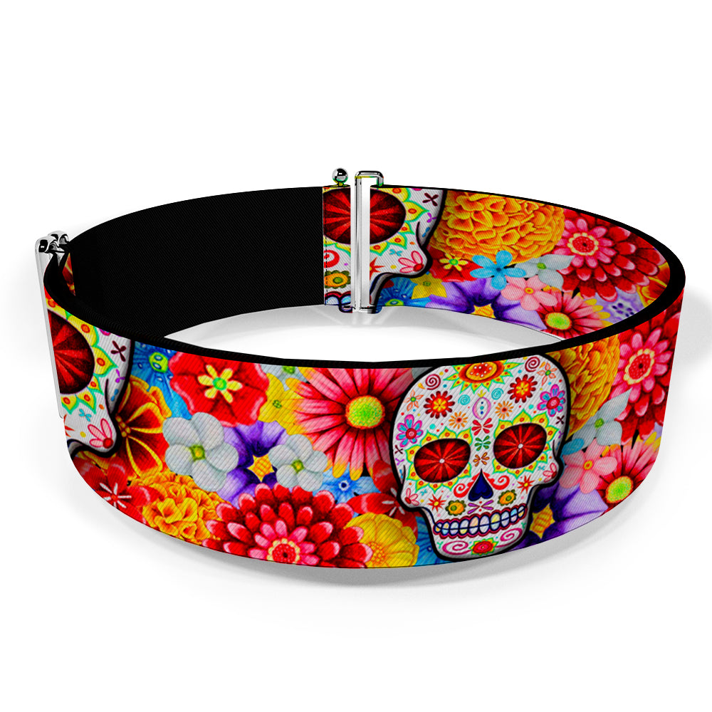 Cinch Waist Belt - Sugar Skull Starburst White Multi Color Womens Cinch Waist Belts Thaneeya McArdle   