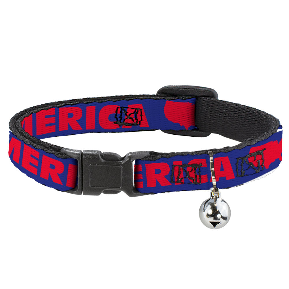 Cat Collar Breakaway - 'MERICA USA Silhouette Blue Red Breakaway Cat Collars Buckle-Down   