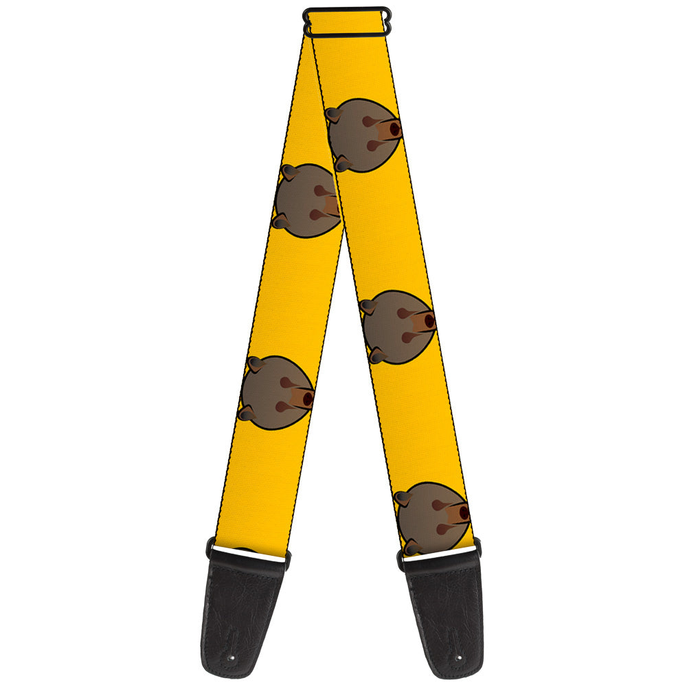 Guitar Strap - Brown Bear Repeat Yellow Guitar Straps Buckle-Down   