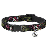 Cat Collar Breakaway - Live Hard Die Young CLOSE-UP Black Breakaway Cat Collars Buckle-Down   