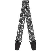 Guitar Strap - Steal Your Face Stacked Gray Guitar Straps Grateful Dead   