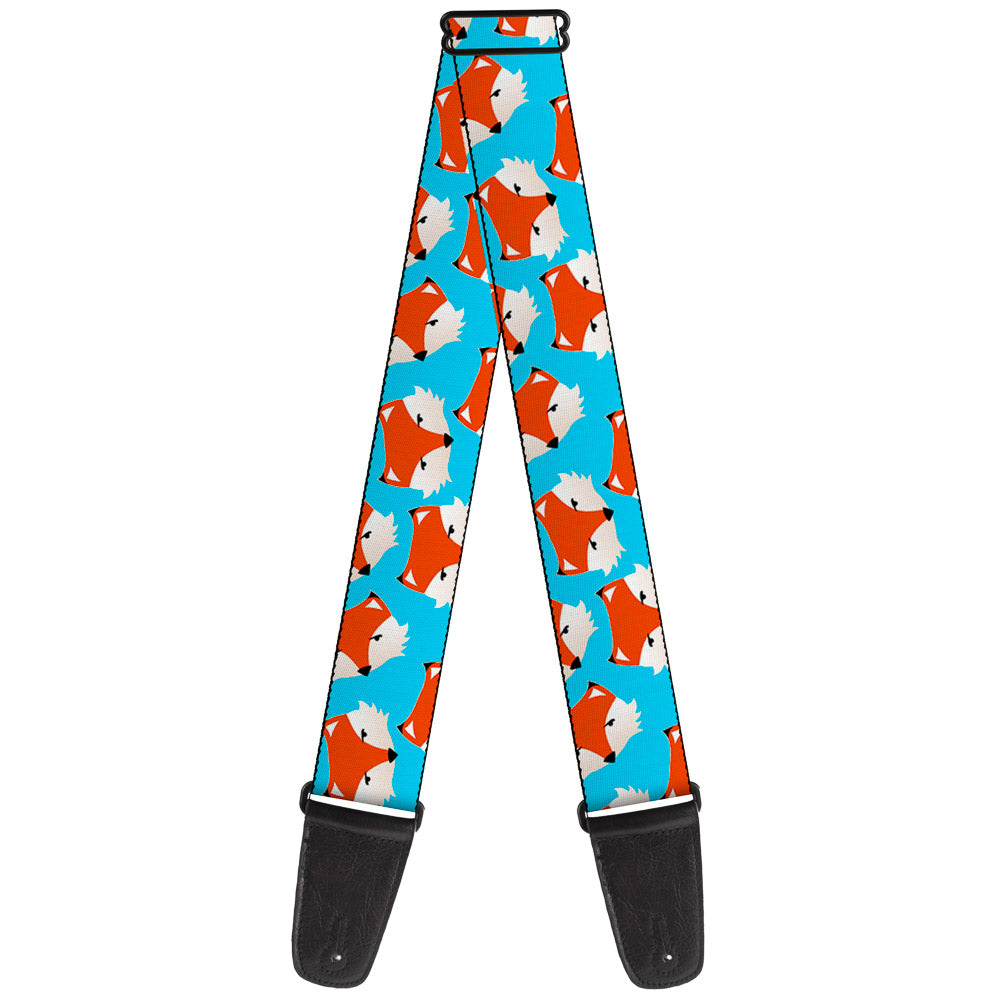 Guitar Strap - Fox Face Scattered Sky Blue Guitar Straps Buckle-Down   
