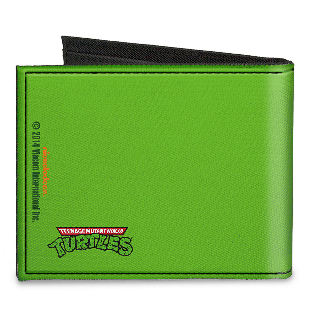 Canvas Bi-Fold Wallet - Classic TMNT Donatello Face CLOSE-UP Green Purple Canvas Bi-Fold Wallets Nickelodeon   