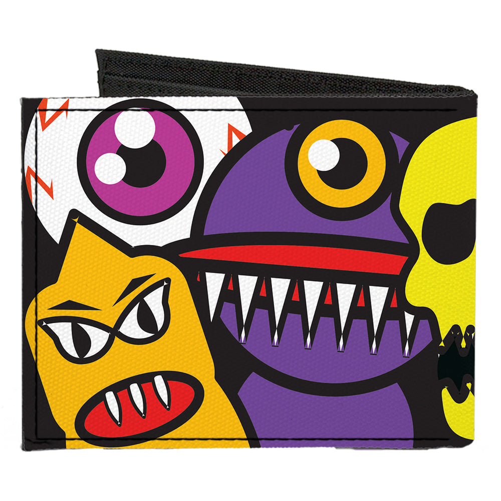 Canvas Bi-Fold Wallet - Monsters CLOSE-UP Black Canvas Bi-Fold Wallets Buckle-Down   