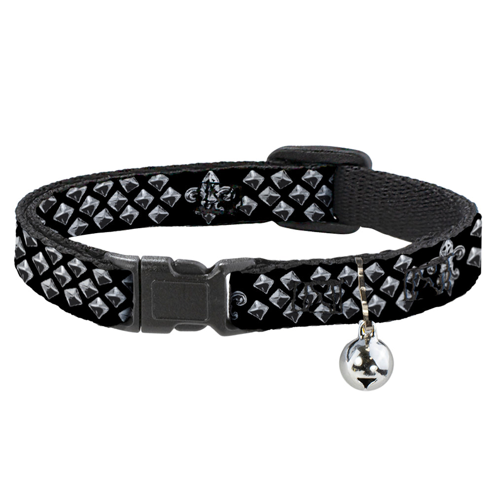 Cat Collar Breakaway - Fleur-de-Lis Studs Black Grays Breakaway Cat Collars Buckle-Down   