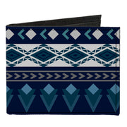 Canvas Bi-Fold Wallet - Aztec4 Blues White Gray Canvas Bi-Fold Wallets Buckle-Down   
