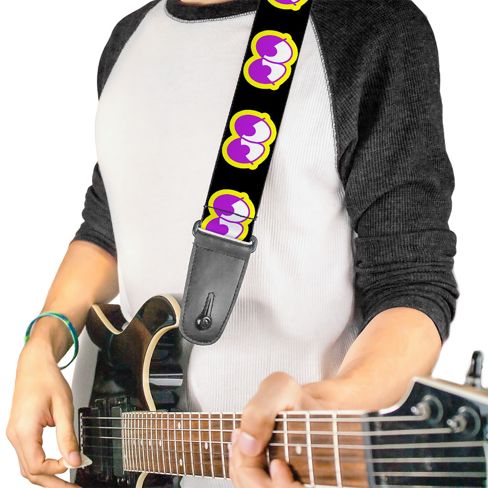 Guitar Strap - Dopey Eyes Black Yellow Purple Guitar Straps Buckle-Down   