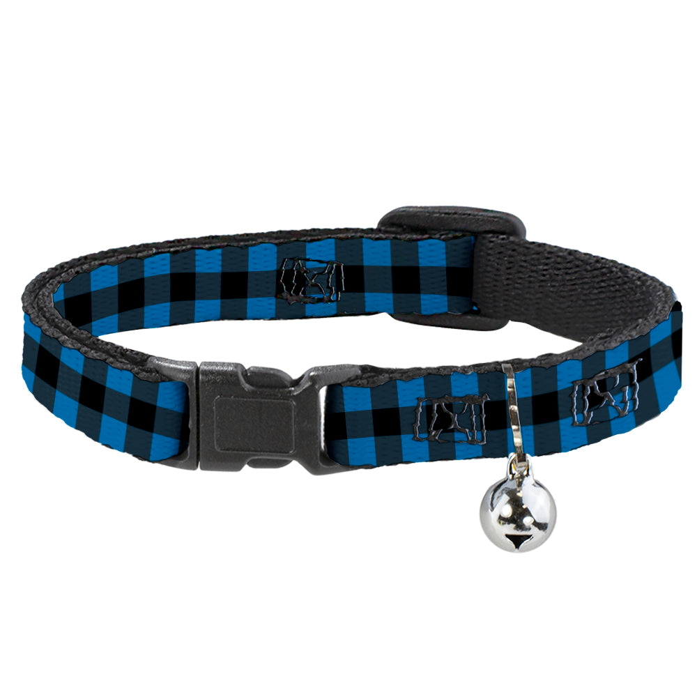 Cat Collar Breakaway - Buffalo Plaid Black Turquoise Breakaway Cat Collars Buckle-Down   