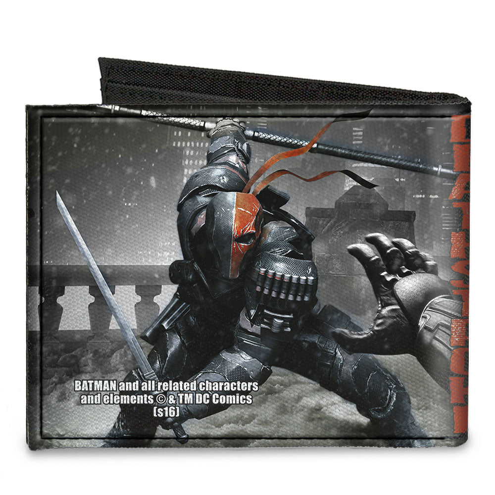 Canvas Bi-Fold Wallet - DEATHSTROKE Arkham Origins Action Pose Snow Grays Red Canvas Bi-Fold Wallets DC Comics   