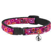 Cat Collar Breakaway - Skewed Squares Stacked Purple Orange Pinks Breakaway Cat Collars Buckle-Down   