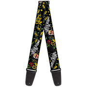 Guitar Strap - Born to Raise Hell CLOSE-UP Black Guitar Straps Buckle-Down   