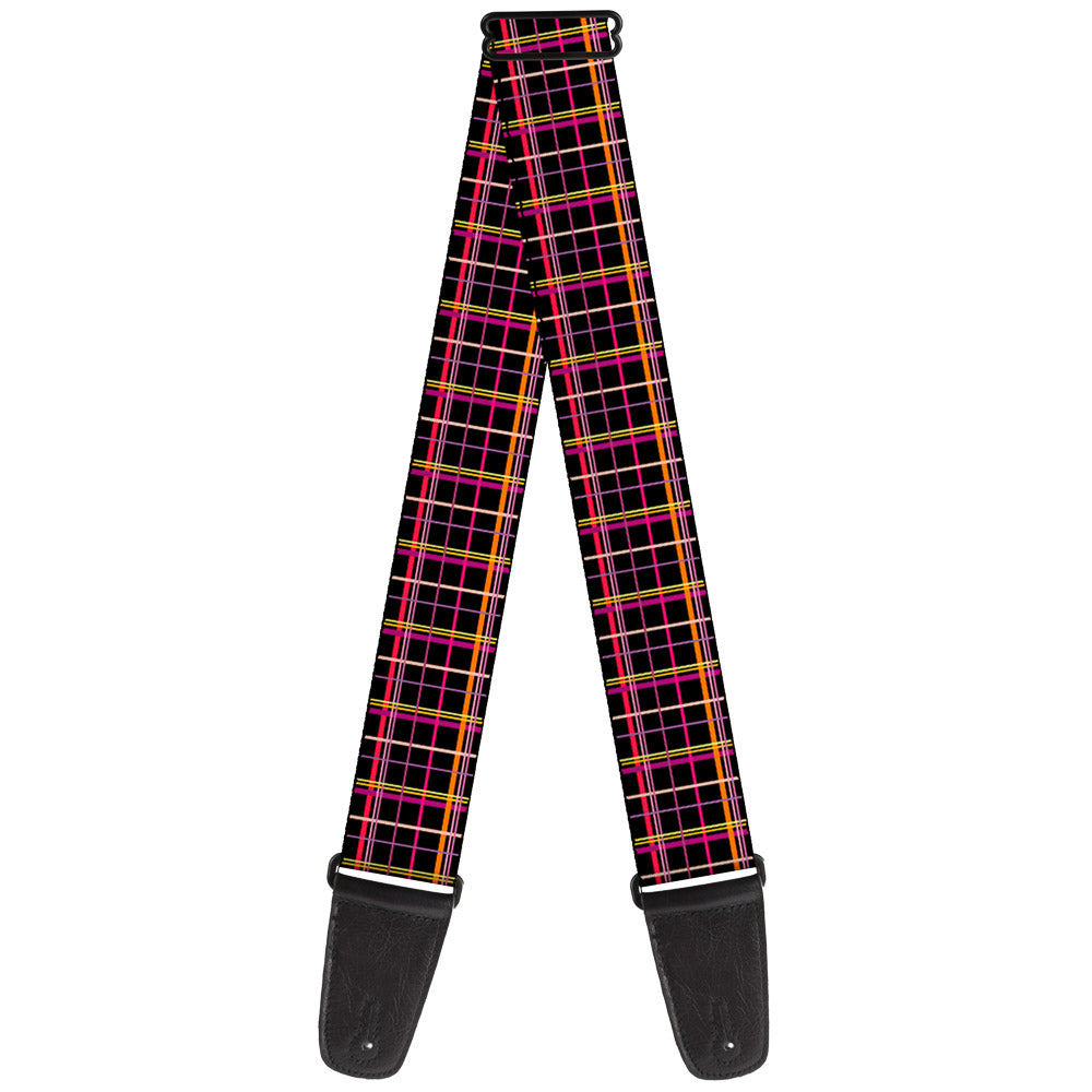 Guitar Strap - Wire Grid Black Orange Purple Guitar Straps Buckle-Down   