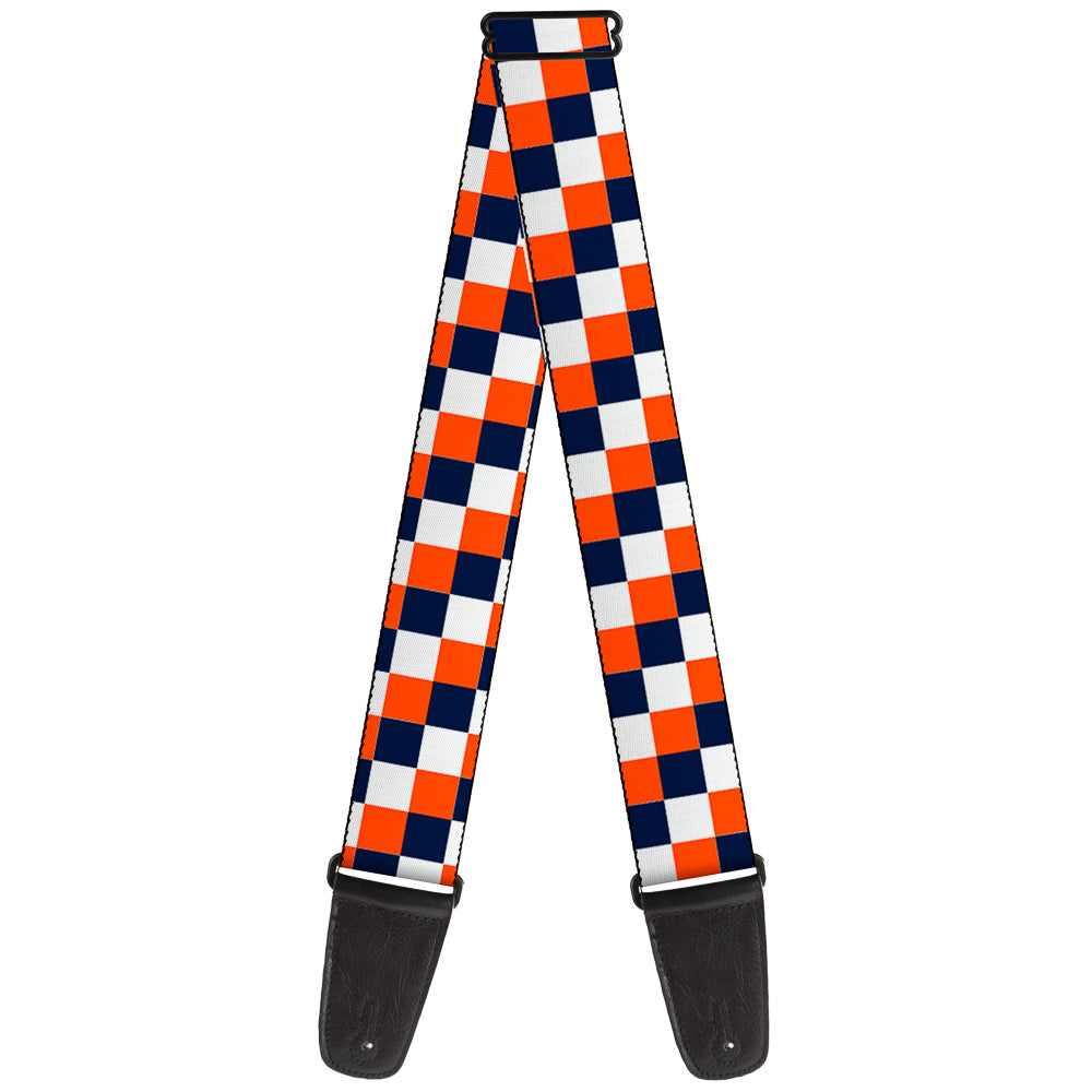Guitar Strap - Checker Navy Orange White Guitar Straps Buckle-Down   