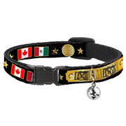 Cat Collar Breakaway - CHAMPION Belt Flags Stars Black Golds Breakaway Cat Collars Buckle-Down   