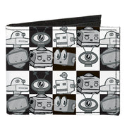 Canvas Bi-Fold Wallet - Robot Heads Checkers Black White Canvas Bi-Fold Wallets Buckle-Down   