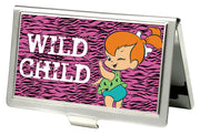 Business Card Holder - SMALL - Pebbles Winking Pose WILD CHILD FCG Pink Black White Business Card Holders The Flintstones   