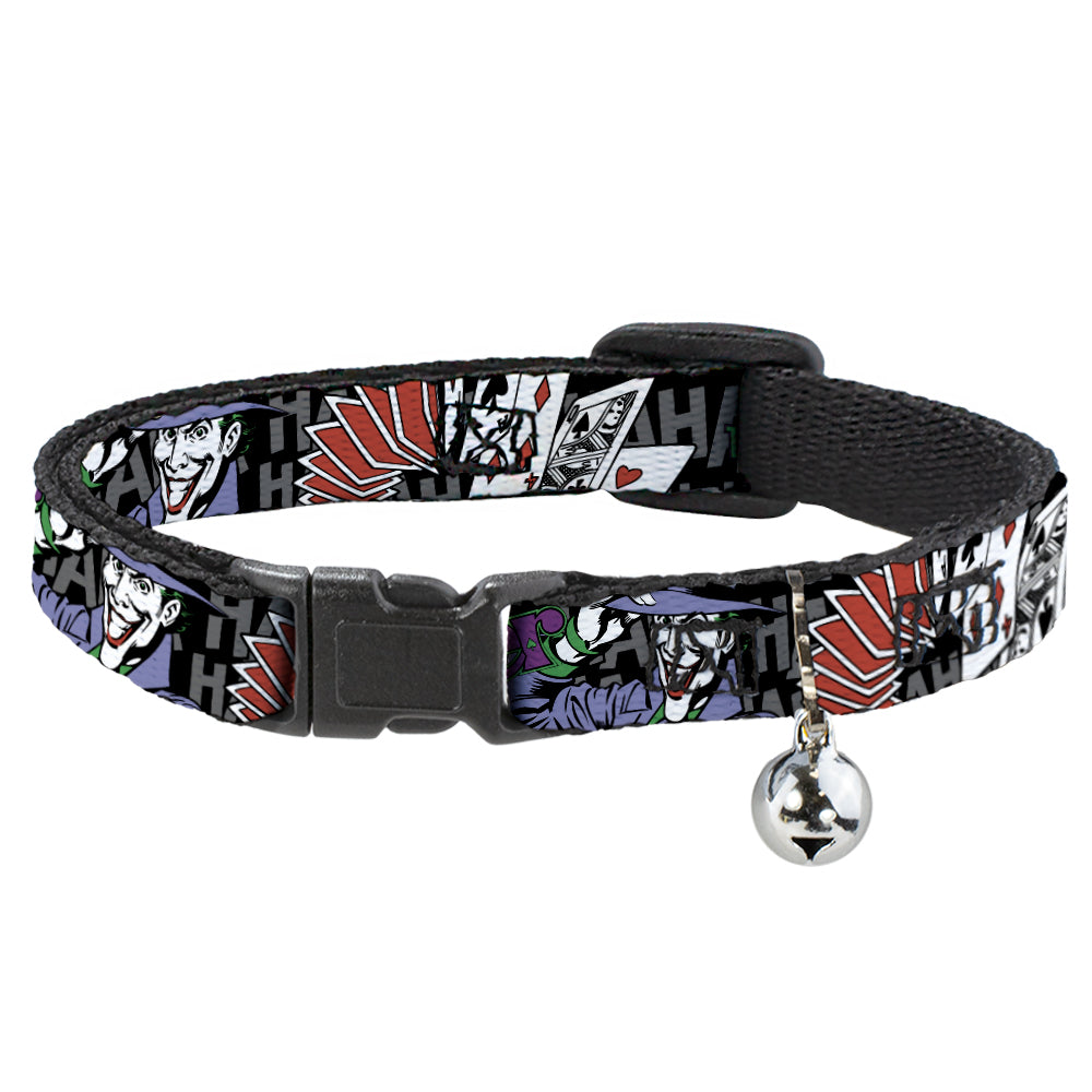 Cat Collar Breakaway - The Joker Pose Cards HAHAHAHA Black Gray Breakaway Cat Collars DC Comics   