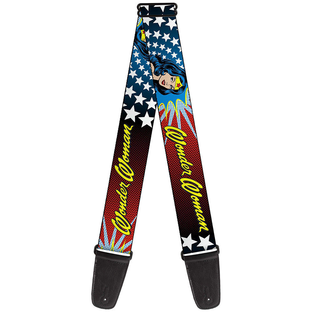 Guitar Strap - Wonder Woman Face w Stars Guitar Straps DC Comics   