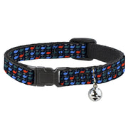 Cat Collar Breakaway - Whales Navy Green Blue Red Breakaway Cat Collars Buckle-Down   